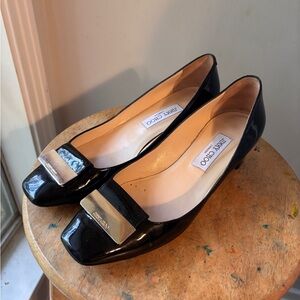 Jimmy Choo London Patent Leather Black Low Heels Size 40 9.5